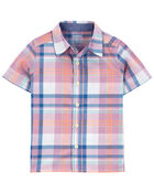 Baby Plaid Button-Front Short Sleeve Shirt, image 1 of 3 slides