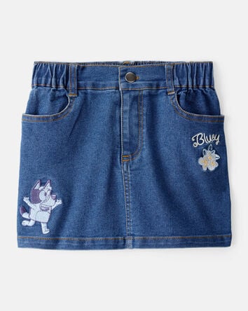 Toddler Bluey Embroidered Denim Skirt - Blue, 