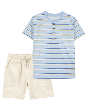 Kid 2-Piece Henley & Shorts Outfit Set, 