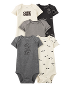 Baby Boy 5-Pack Striped Dinosaur Short-Sleeve Bodysuits, image 1 of 8 slides