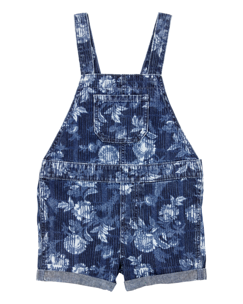 Toddler Iconic Denim Floral Shortalls - Blue, image 1 of 4 slides