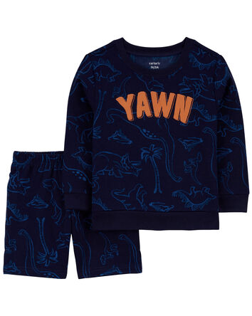 Toddler 2-Piece Dinosaur French Terry Pajama Set, 