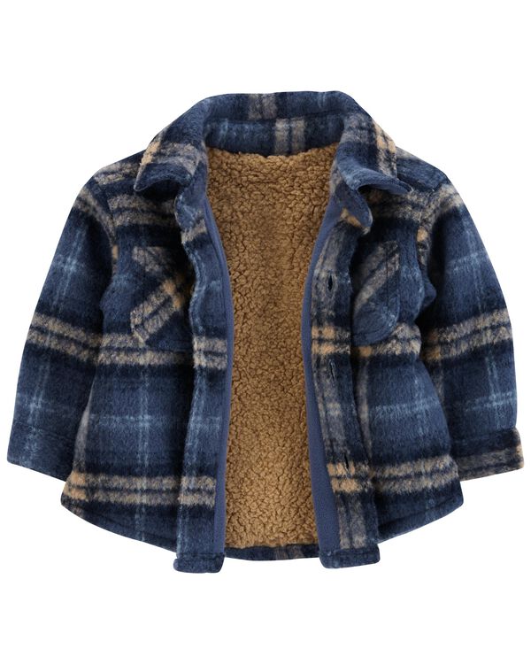 Navy Baby Plaid Sherpa-Lined Shacket | carters.com
