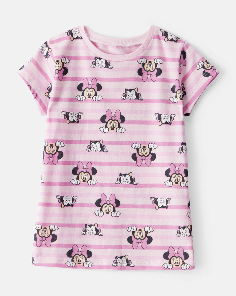 Toddler Striped Minnie Short Sleeve Graphic Tee - Pink, image 1 of 2 slides