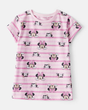 Toddler Striped Minnie Short Sleeve Graphic Tee - Pink, 