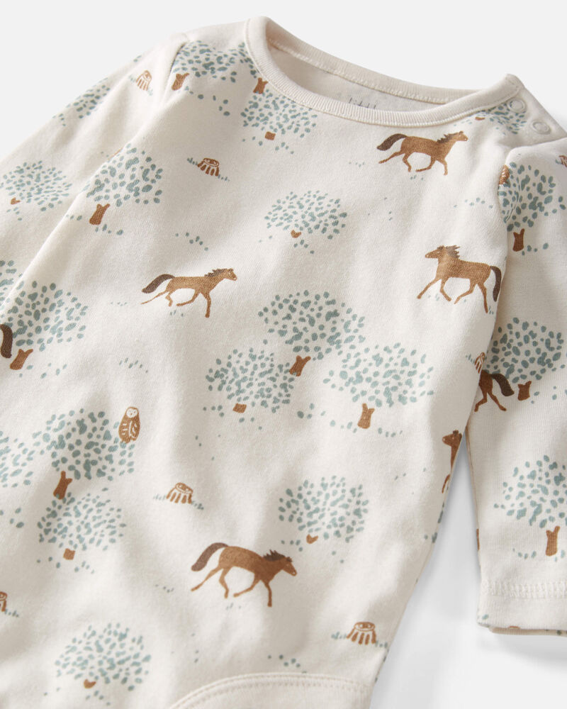 Baby 2-Pack Wild Horses Organic Cotton Rib Bodysuits, image 3 of 4 slides