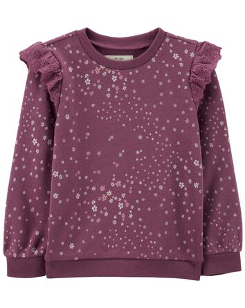 Toddler Floral Print Lace Pullover, 