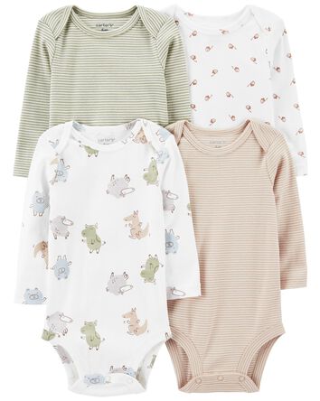 Baby 4-Piece Long-Sleeve Bodysuits, 