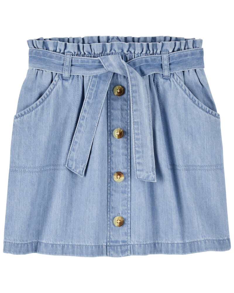 Kid Paperbag Belted Button-Front Skirt, image 1 of 1 slides