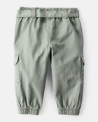 Baby Girl Cotton Cargo Joggers - Green, image 2 of 5 slides