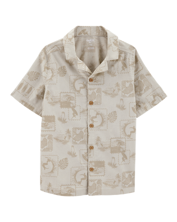 Kid Safari Short-Sleeve Button-Down Shirt - Khaki, 