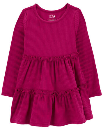 Toddler Long-Sleeve Ribbed Dress, 