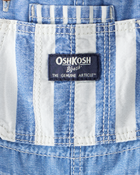 Baby Neutral Vintage Inspired Striped Chambray Overalls - Blue Wash, image 3 of 4 slides