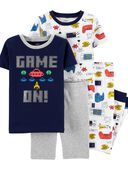 Blue - Kid 4-Piece Video Games 100% Snug Fit Cotton Pajamas