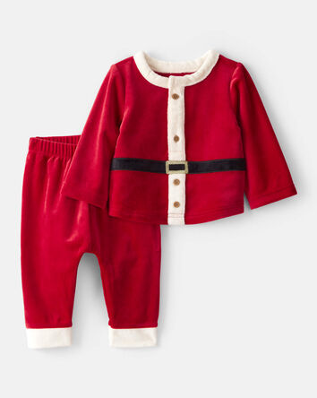 Baby 2-Piece Santa Holiday Long-Sleeve Tee & Pant Set - Red, 