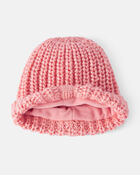 Baby Girl 2-Piece  Shimmer Winter Hat & Mittens - Pink, image 2 of 3 slides