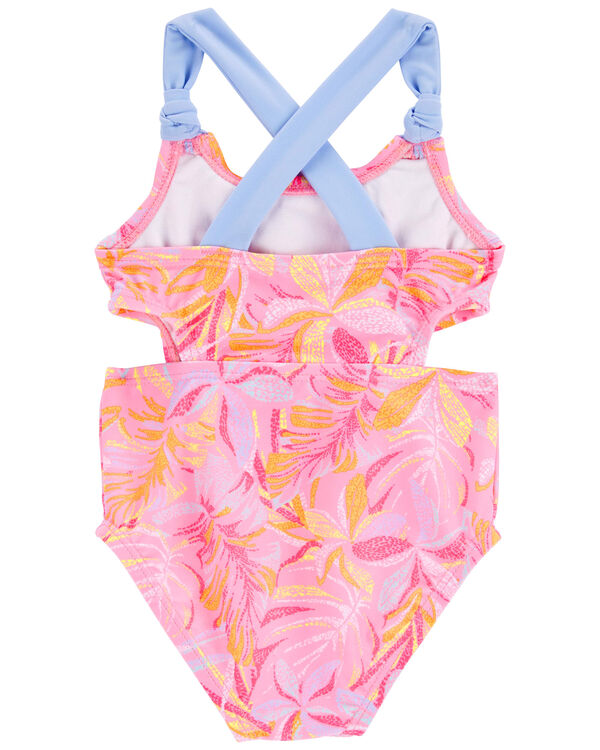 Baby Palm Print 1-Piece Cut-Out Swimsuit