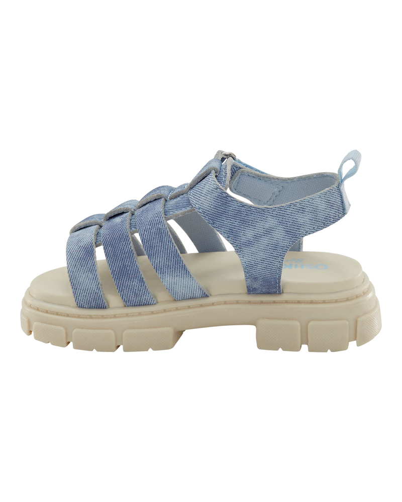 Toddler Strappy Denim Sandals - Blue, image 6 of 7 slides