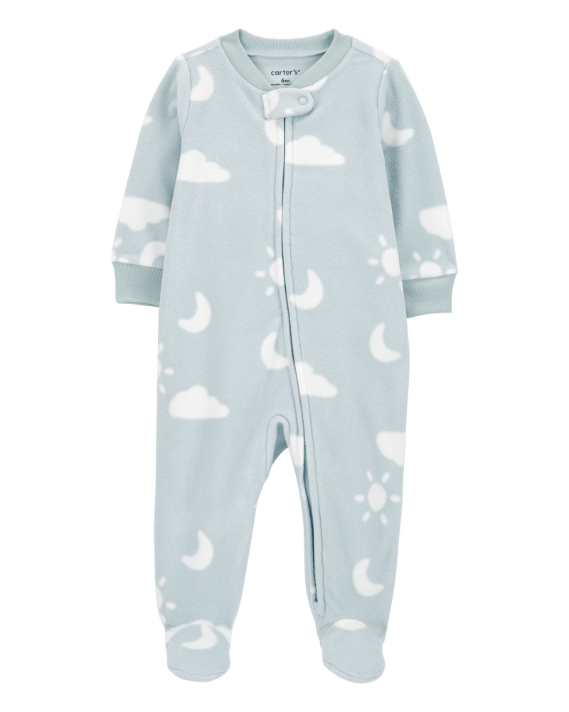 Baby Cloud Fleece Zip-Up Footie Sleep & Play Pajamas, image 1 of 4 slides