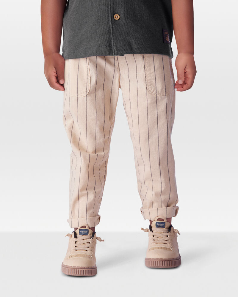 Toddler 2-Piece Desert Lizard Graphic Tee & Striped Pants Set - Ivory/Tan, image 9 of 9 slides
