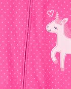 Toddler 1-Piece Unicorn Fleece Footless Pajamas, image 2 of 4 slides