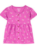 Pink - Toddler Floral Print Button-Front Top