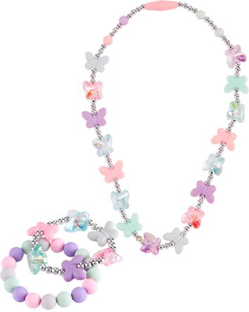 3-Piece Butterfly Necklace & Bracelets Set, 