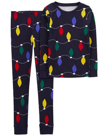 Kid 2-Piece Christmas Lights 100% Snug Fit Cotton Pajamas, 