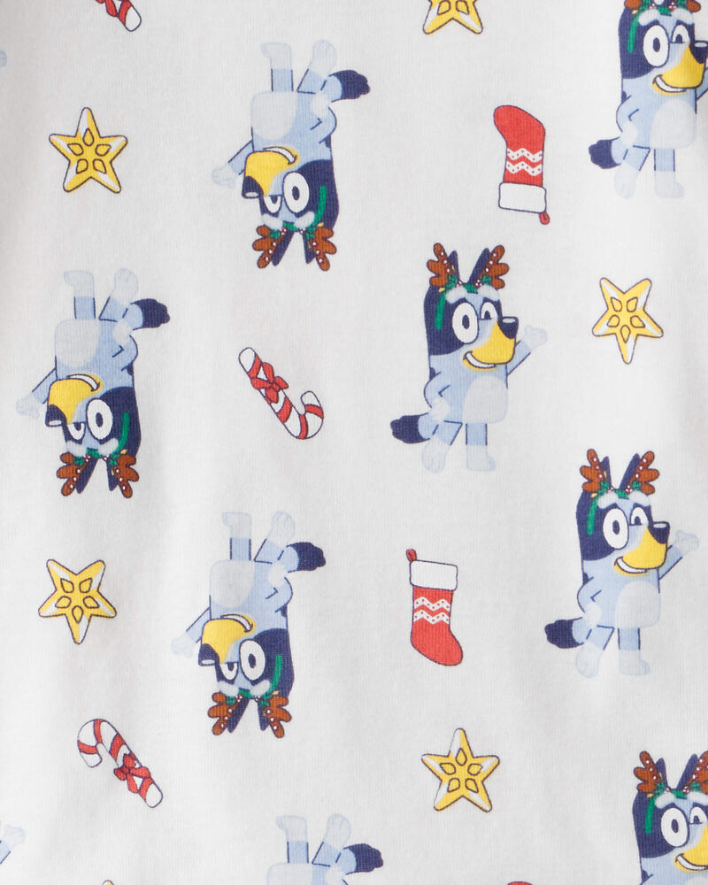 Toddler Bluey™ Print 100% Cotton Long-Sleeve Snug Fit 2-Piece Pajamas - White, image 2 of 3 slides