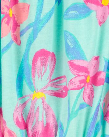 Kid 2-Piece Floral Print Ruffle Tank & Linen Shorts Set
, 
