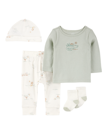 Baby 4-Piece Alligator Outfit Set - Green, 