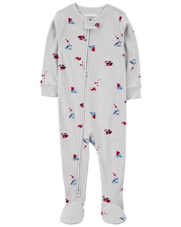 Heart Print Valentine's Day Cotton 1-Piece Pajamas, 