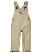 Toddler Classic Plaid-Lined Canvas Overalls, image 1 of 3 slides