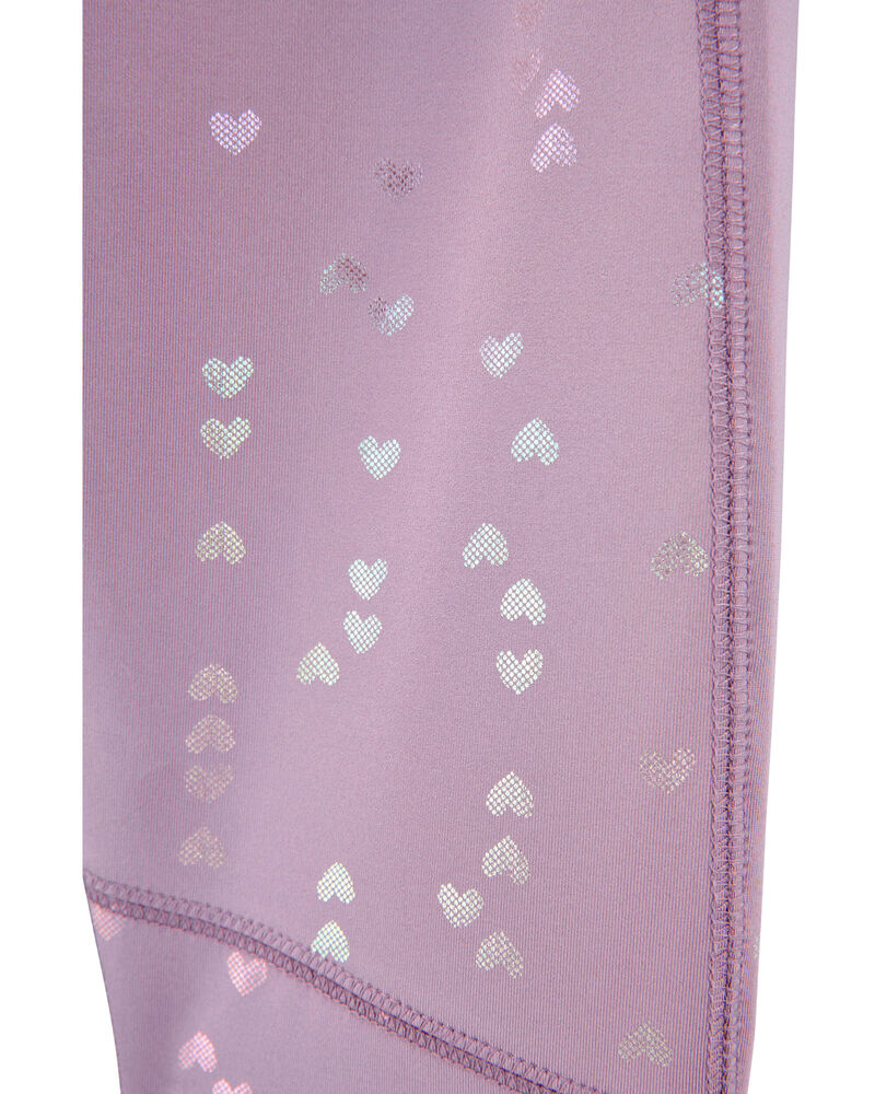 Kid Heart Print High-Rise Leggings - Purple, image 3 of 5 slides