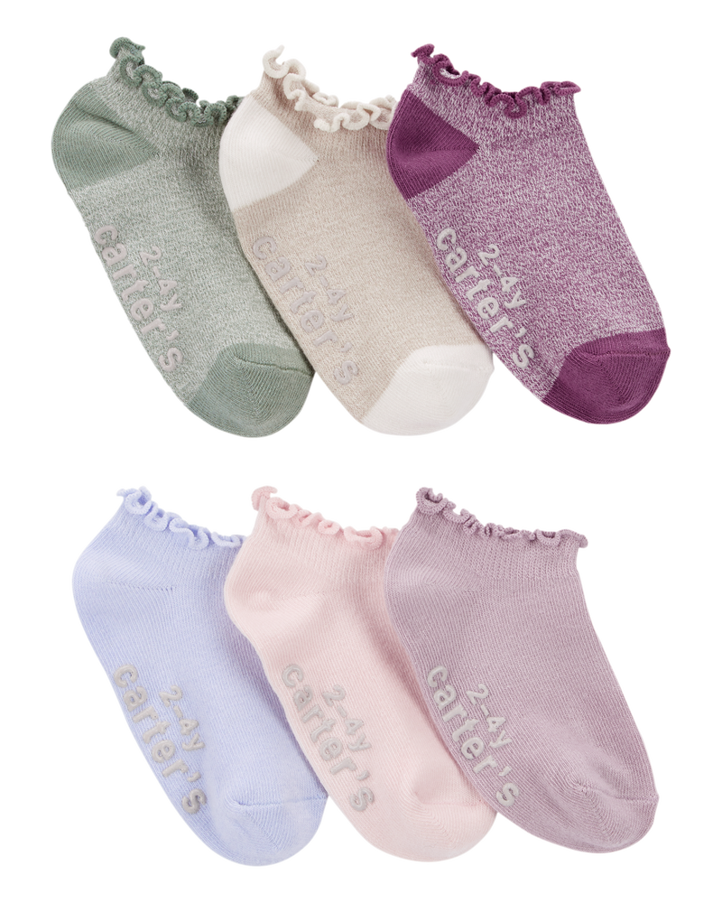 Toddler 6-Pack No Show Socks, image 1 of 2 slides