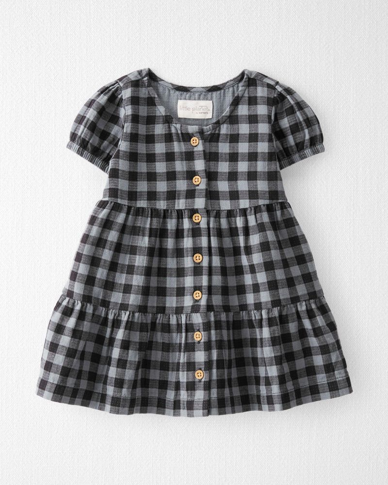 Baby Organic Cotton Plaid Button-Front Dress, image 1 of 6 slides