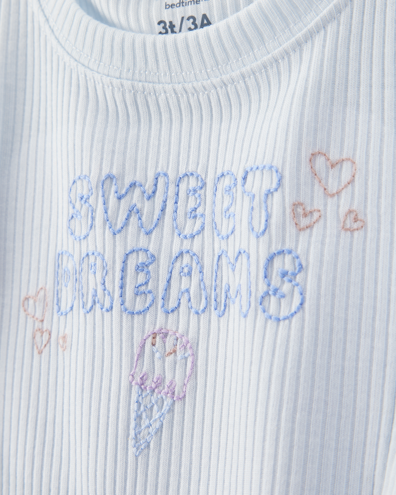 Toddler Ice Cream Print Loose Fit 2-Piece Pajamas - Blue, image 2 of 4 slides