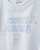 Toddler Ice Cream Print Loose Fit 2-Piece Pajamas - Blue, image 2 of 4 slides