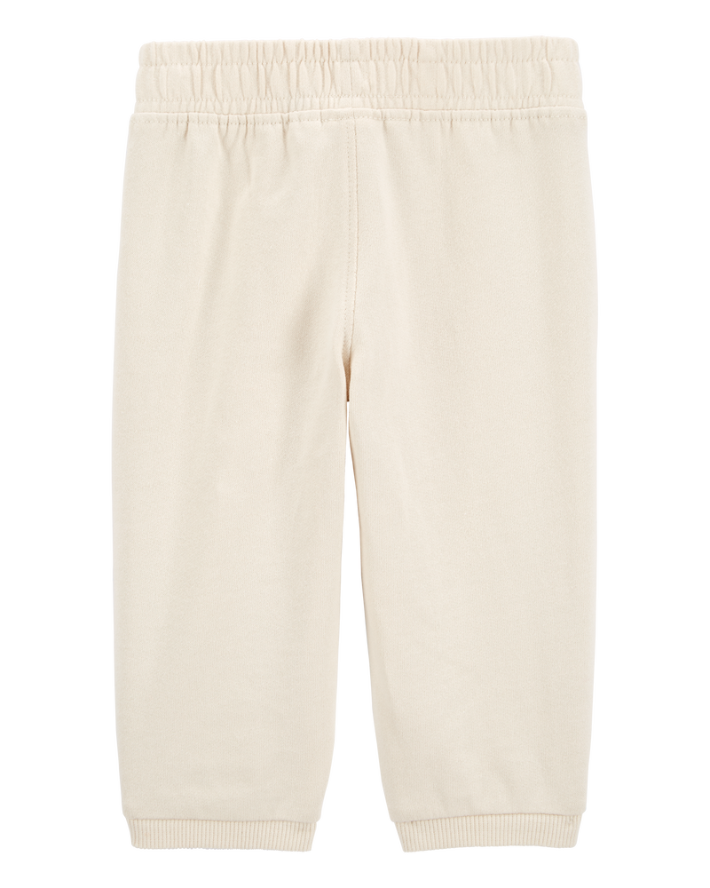 Baby Pull-On French Terry Joggers - Cream, image 2 of 4 slides
