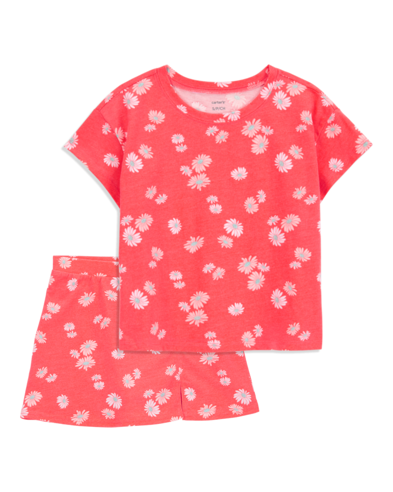Kid 2-Piece Floral Short-Sleeve Tee & Golf Skort Set - Orange, image 1 of 6 slides