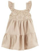 Baby Lace Tiered Flutter Dress, image 1 of 4 slides