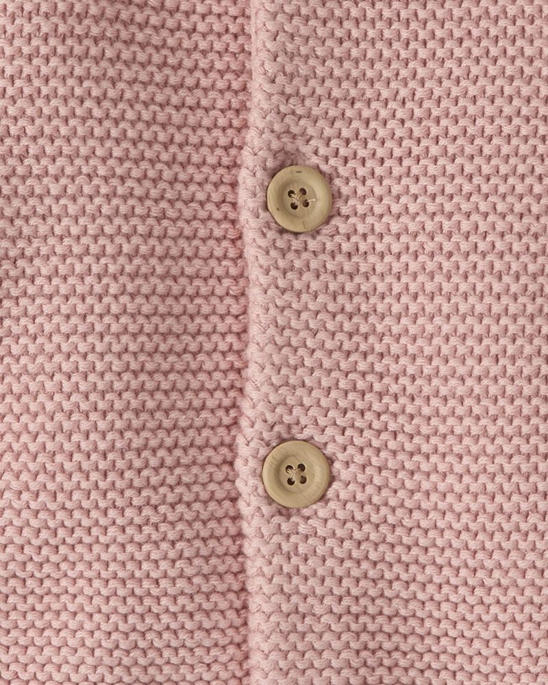 Organic Signature Stitch Cardigan in Rose, image 3 of 4 slides