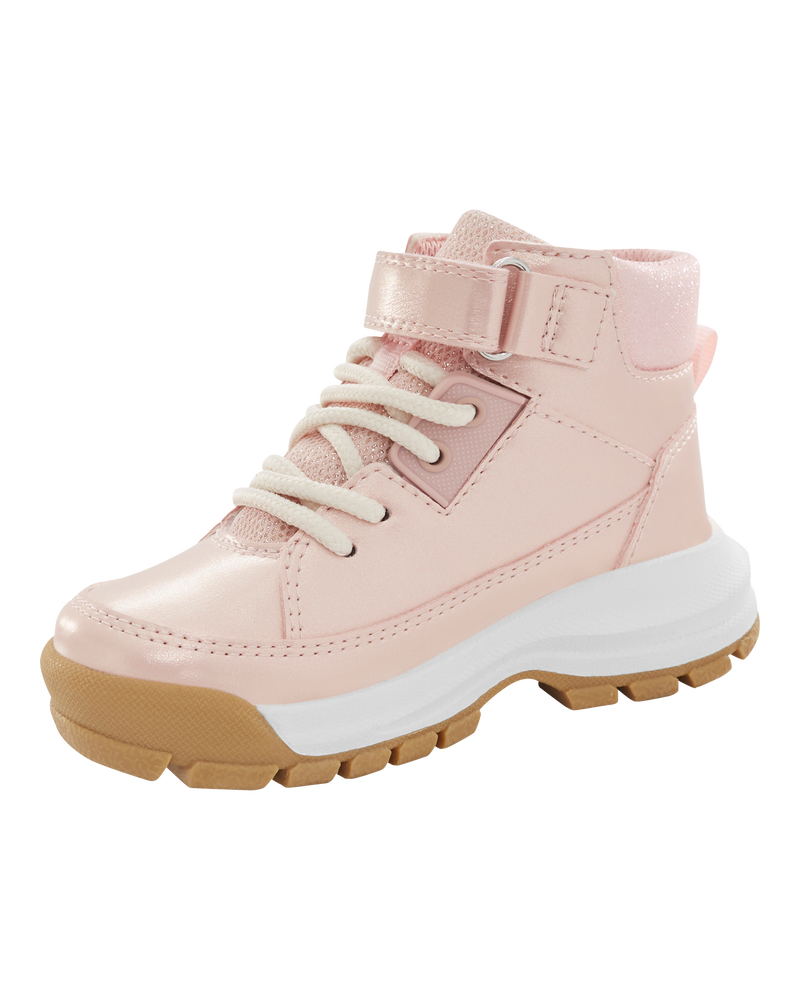 Toddler Metallic Pink Lace-Up Boots, image 6 of 7 slides