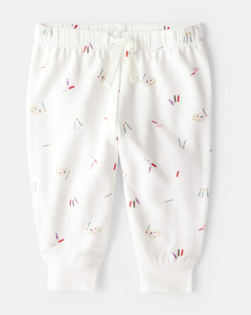 Baby Girl Paint Print PurelySoft Long-Sleeve Tee & Pant Set - Ivory, 