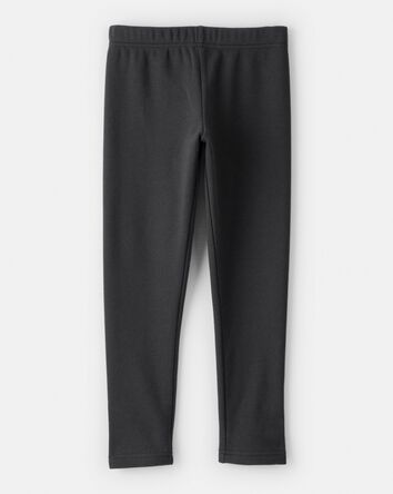 Girls Cozy Fleece Pull-On Stretch Leggings - Black, 