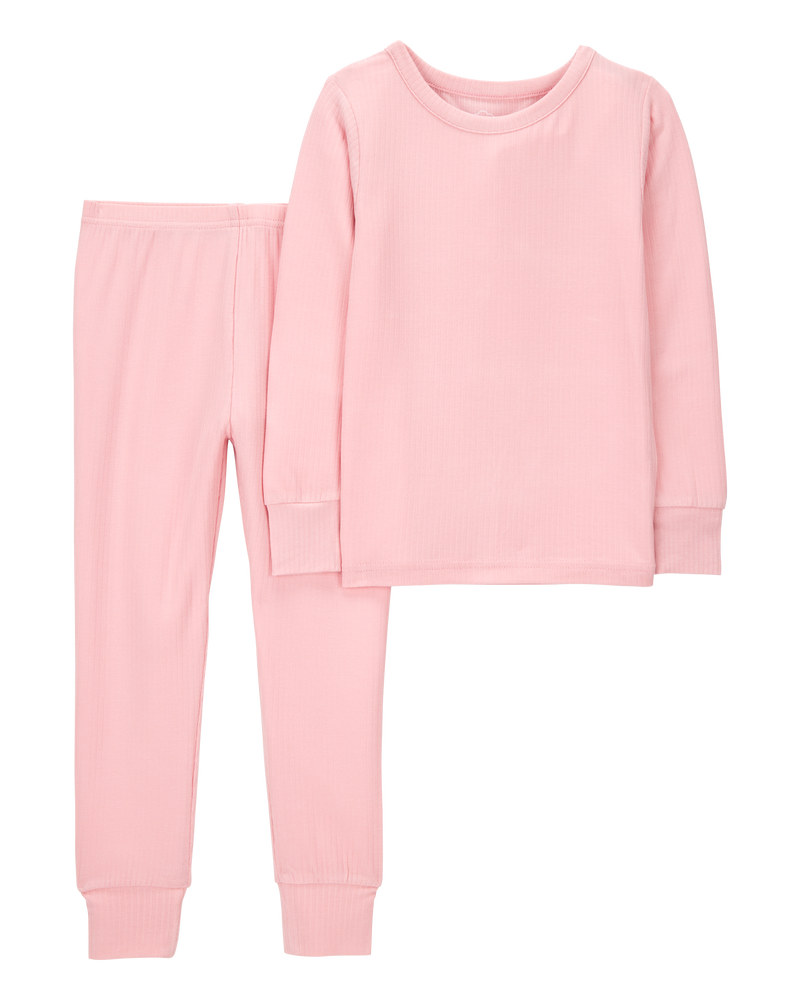Toddler Girl Solid PurelySoft 2-Piece Pajamas - Pink, image 1 of 4 slides