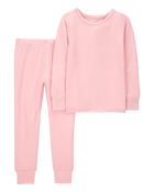Toddler Girl Solid PurelySoft 2-Piece Pajamas - Pink, image 1 of 4 slides