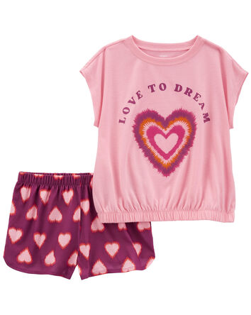 Kid 2-Piece Heart Loose Fit Pajama Set, 