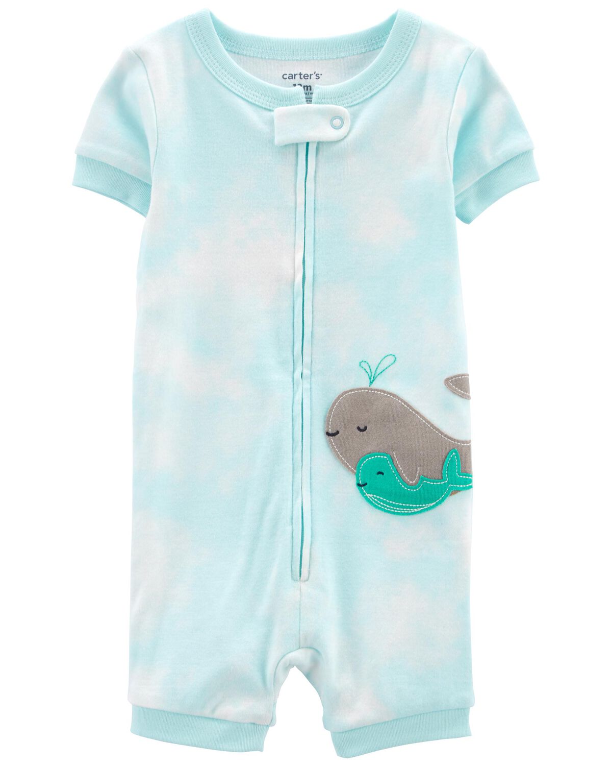 Blue Baby 1Piece Whale 100 Snug Fit Cotton Romper Pajamas