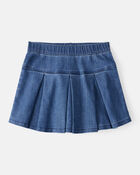 Kid Pull-On Pleated Denim Skort - 70s Blue Wash, image 1 of 4 slides